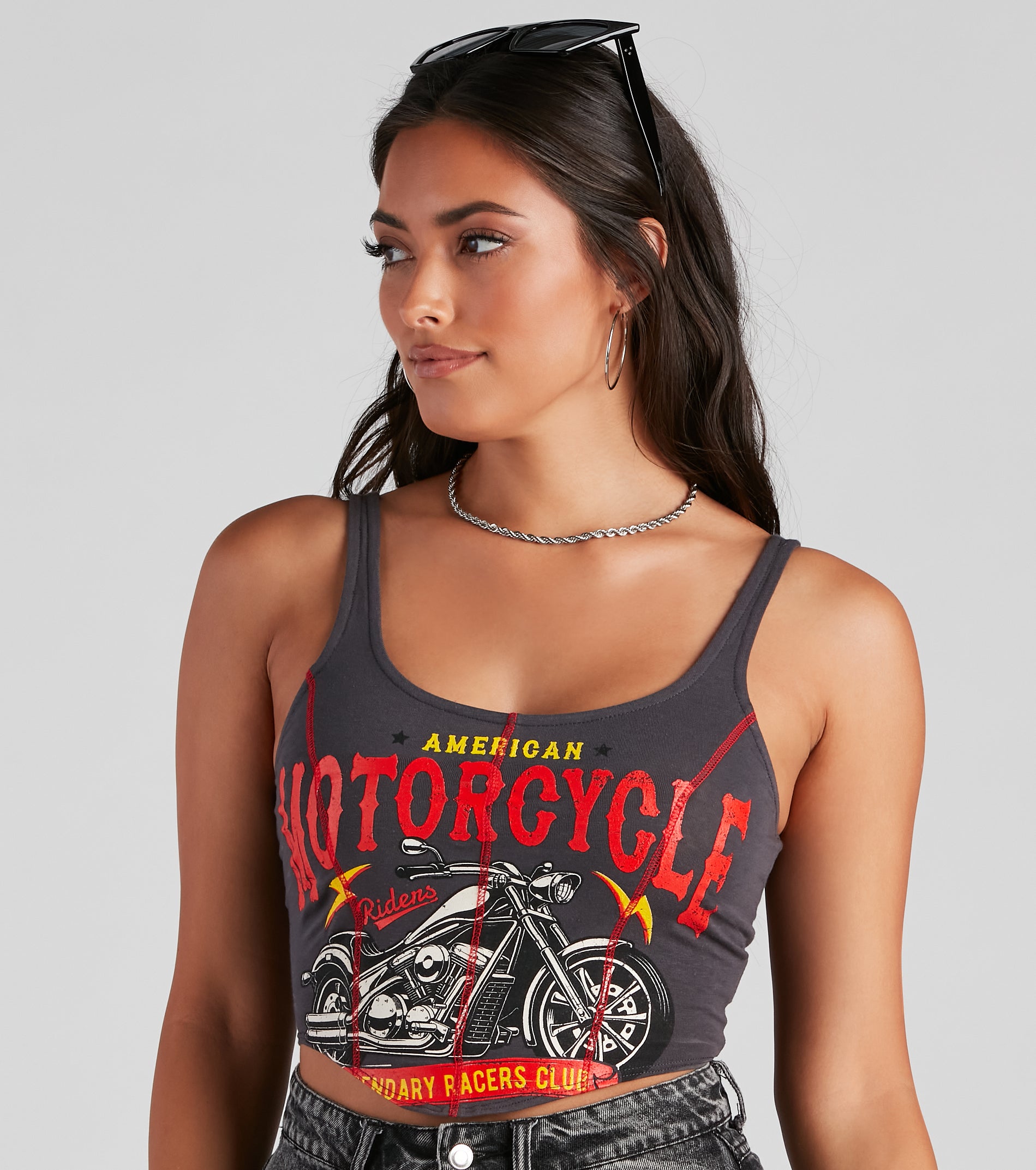 Moto Graphic Tank Crop Top