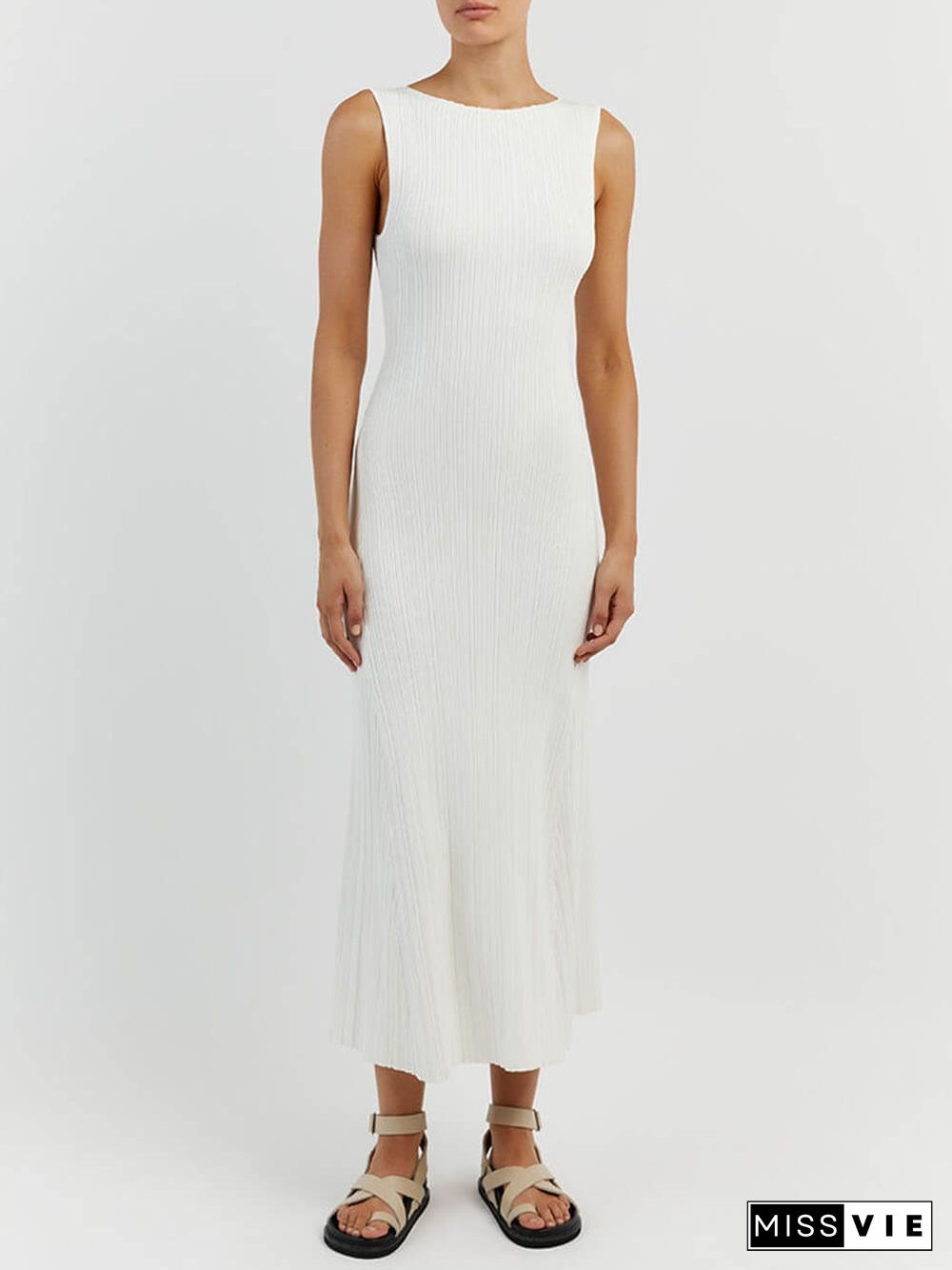 Off-White Sleeveless Midi Dress