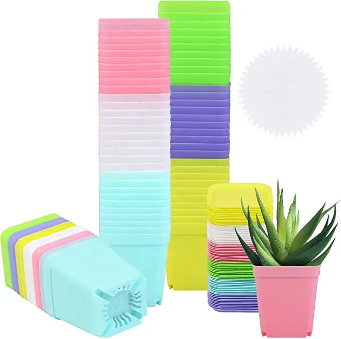 cheap garden supplies colored square nursery pots planters plastic 7cm