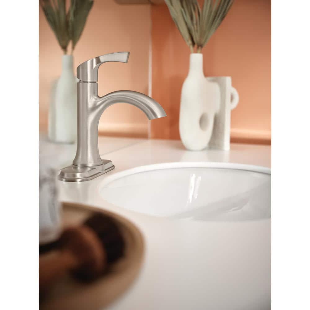 MOEN Korek Single Hole SingleHandle Bathroom Faucet with Deck Plate Included in Brushed Nickel