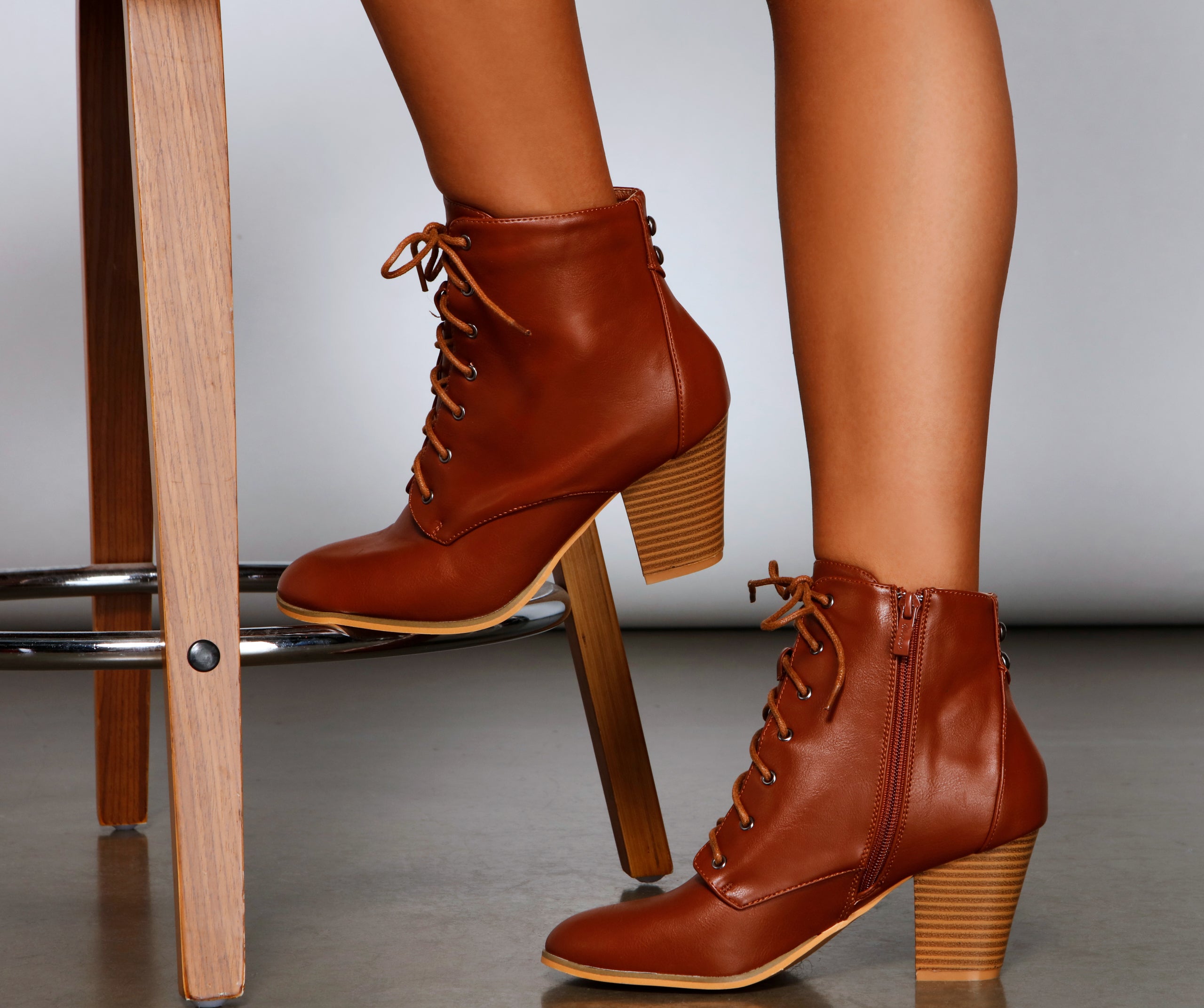 Cozy Cutie Lace-Up Block Heel Booties