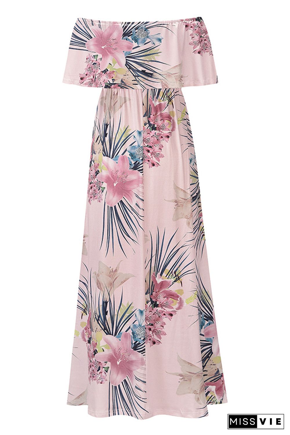 Floral Print Off-shoulder Bohemian Maxi Dress