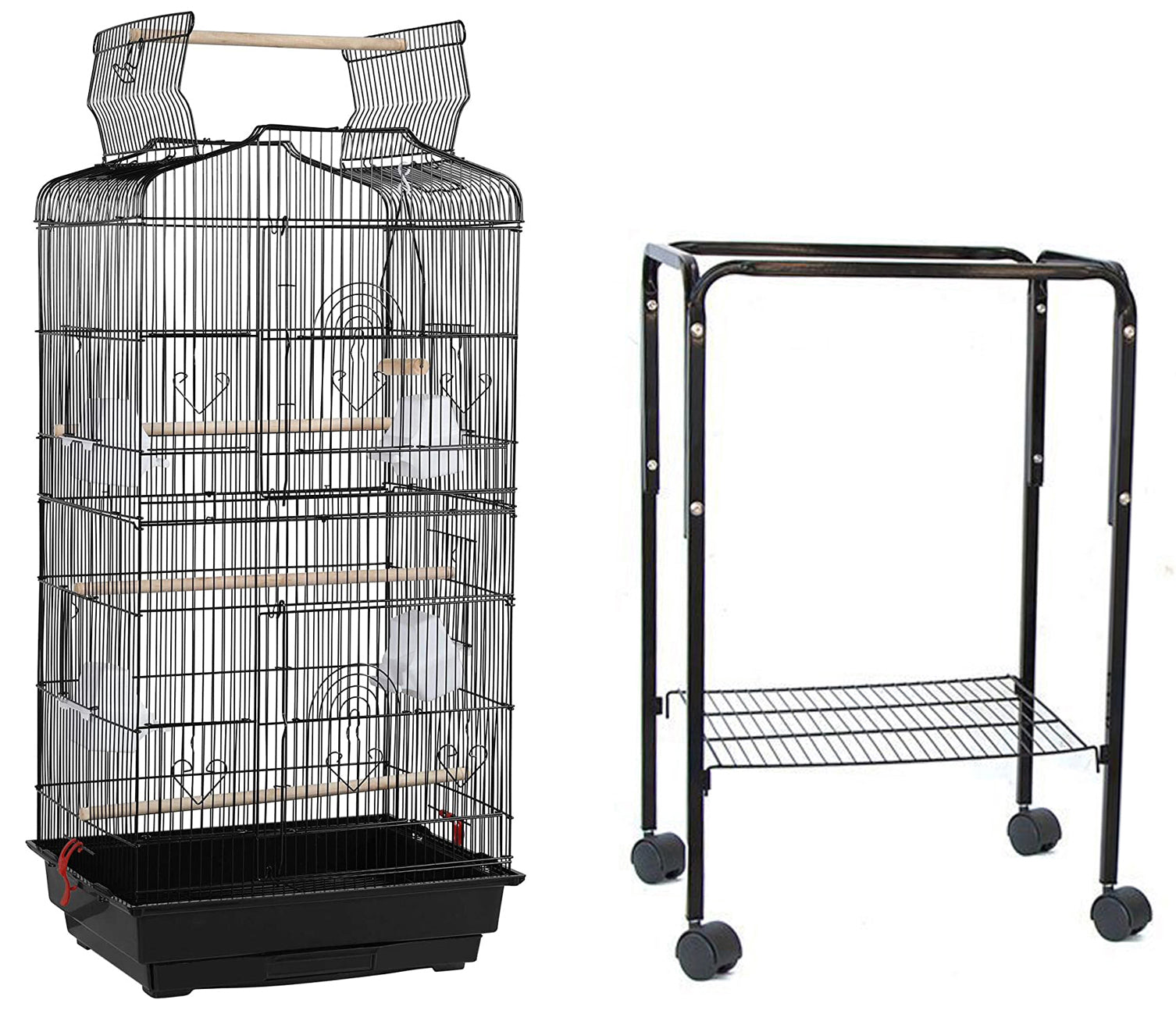 Large 64-inch Open Top Rolling Stand Breeding Bird Parrot Cage With Nesting Doors for Finches Canaries Cockatiels Budgie Parrotlet Conures Parakeet Lovebirds