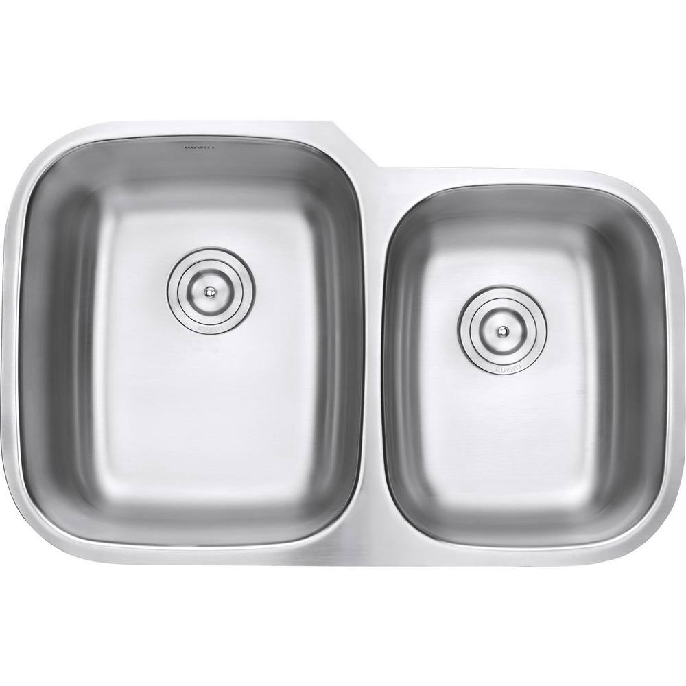 Ruvati 32 in. 6040 Undermount 16-Gauge Stainless Steel Double Bowl Kitchen Sink RVM4310