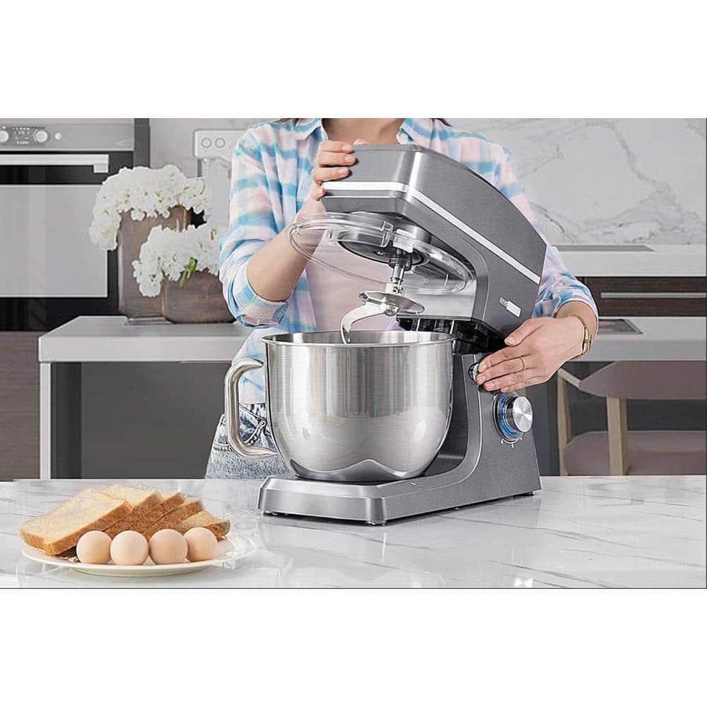 VIVOHOME 75 qt 6Speed Silver TiltHead Electric Stand Mixer with Accessories and ETL Listed