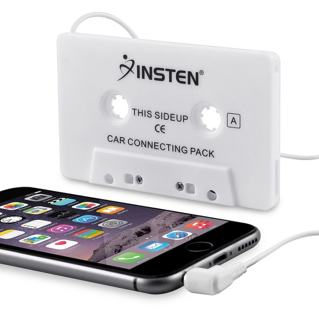 Insten Universal Car Audio Cassette Adapter White For Apple Iphone 6 5  Galaxy S5 S4 Note 3 Lg G3 G2 Nexus 5 Htc