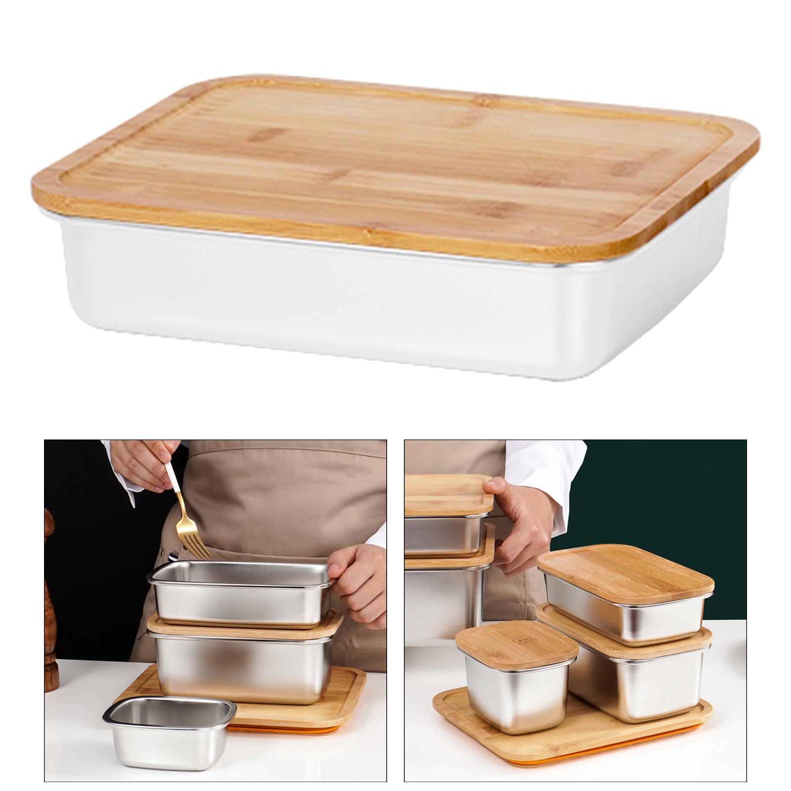 Butter Dish with Lid Extra Large Keeper with Bamboo Lid Cover for Microwave Clean Butter Storage Container for Countertop 1600ml