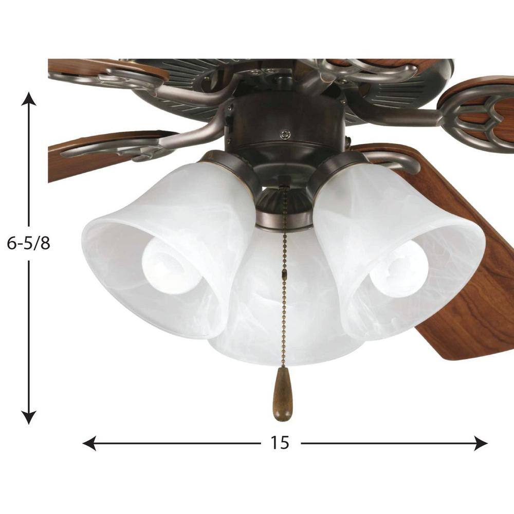 Progress Lighting Fan Light Kits Collection 3-Light Antique Bronze Ceiling Fan Light Kit P2600-20WB