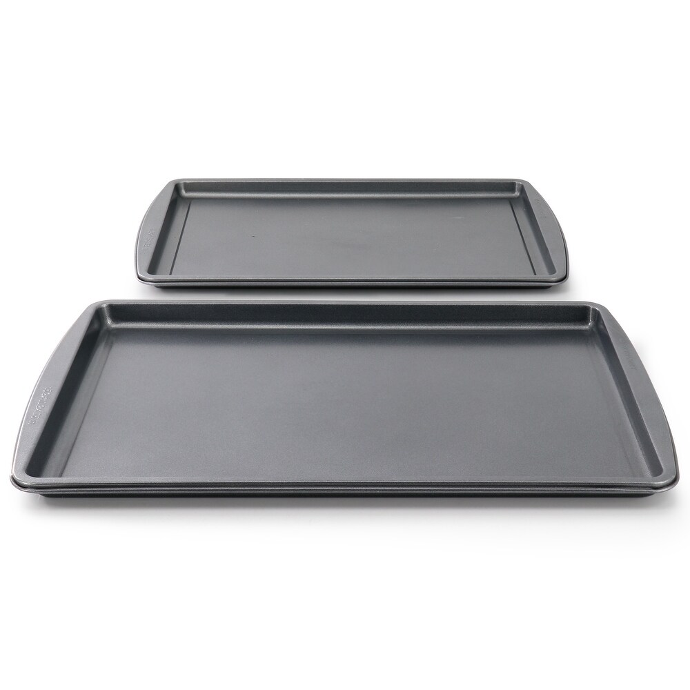 Simply Essential 3 Piece Nonstick Carbon Steel Baking Sheet Pan Set in Gray