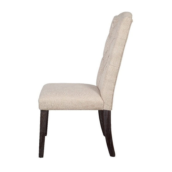 Gerardo Side Chair (Set-2) in Beige Linen and Weathered Espresso