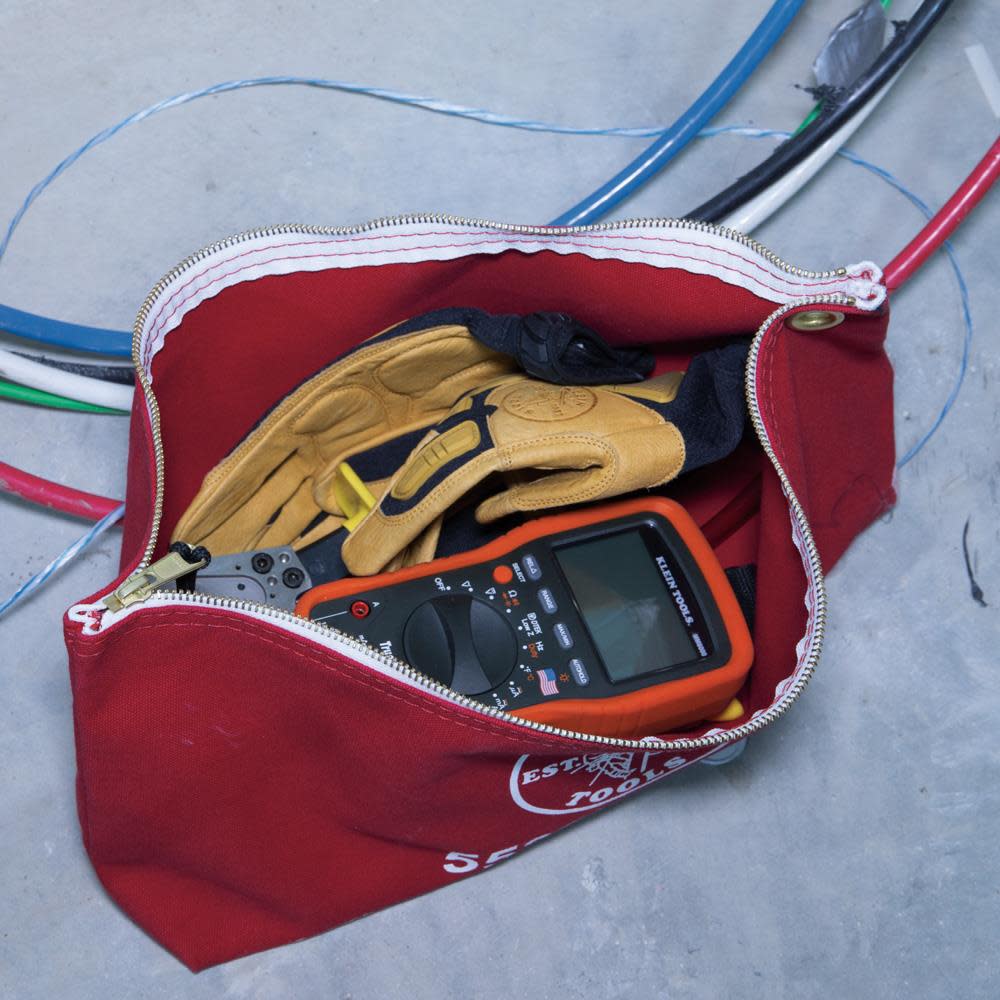 Canvas Tool Bag with Zipper， Red