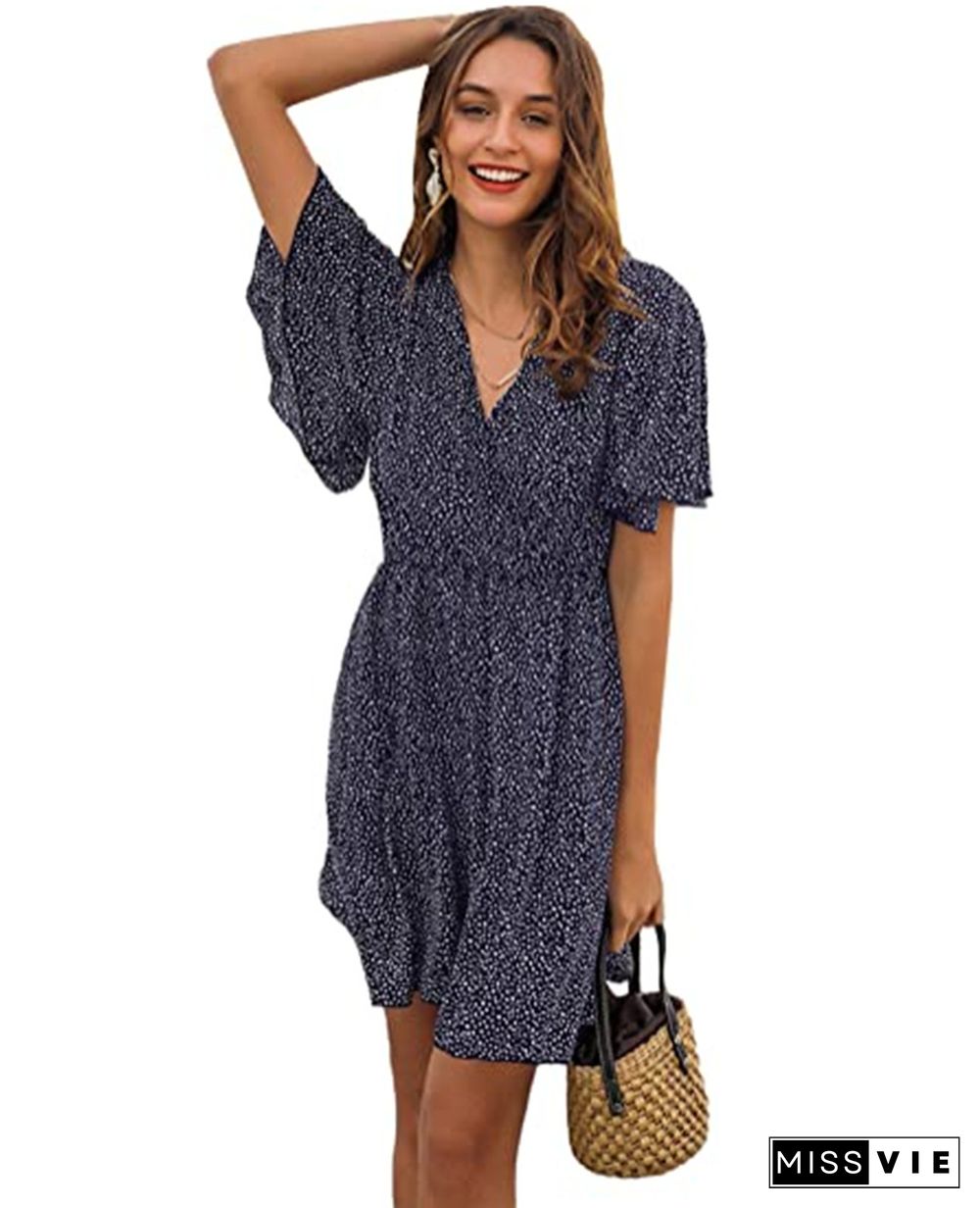 V-neck Short Sleeve Women's Dress