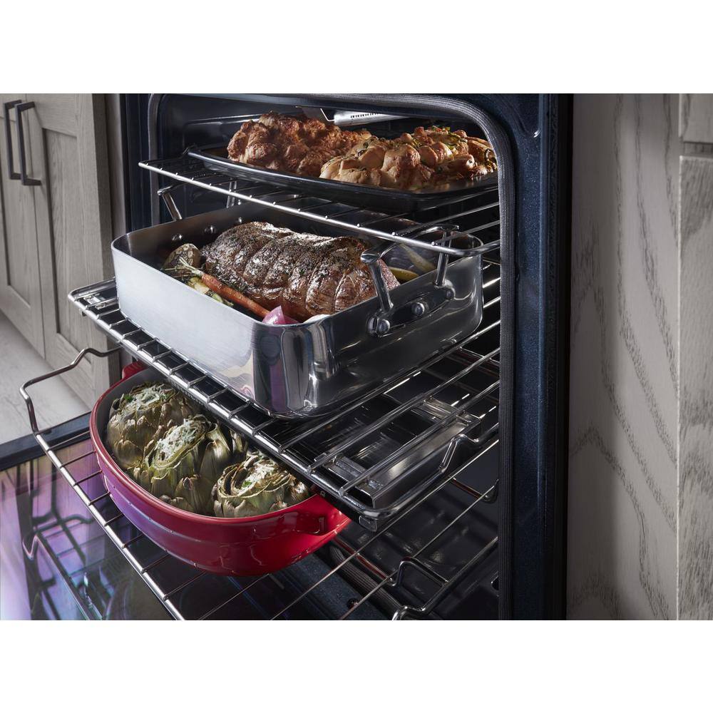 KitchenAid 5.8 cu. ft. Slide-In Gas Range with Self-Cleaning Convection Oven in Stainless Steel KSGG700ESS