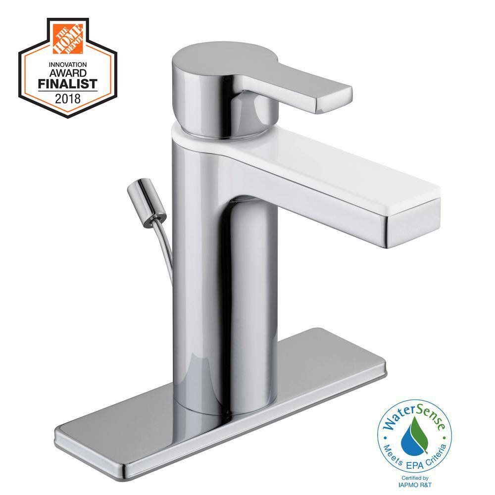 Glacier Bay Modern Single-Handle Single-Hole Bathroom Faucet in Dual Finish Chrome and White HD67771W-6076