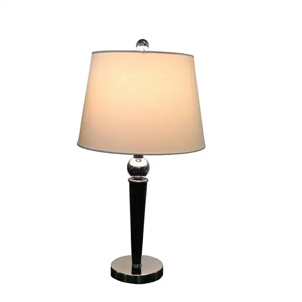 Pasargad Home Gloria Collection Chrome and Wood Table Lamp