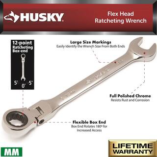 Husky 13 mm Flex Head Ratcheting Combination Wrench HFRW13MM