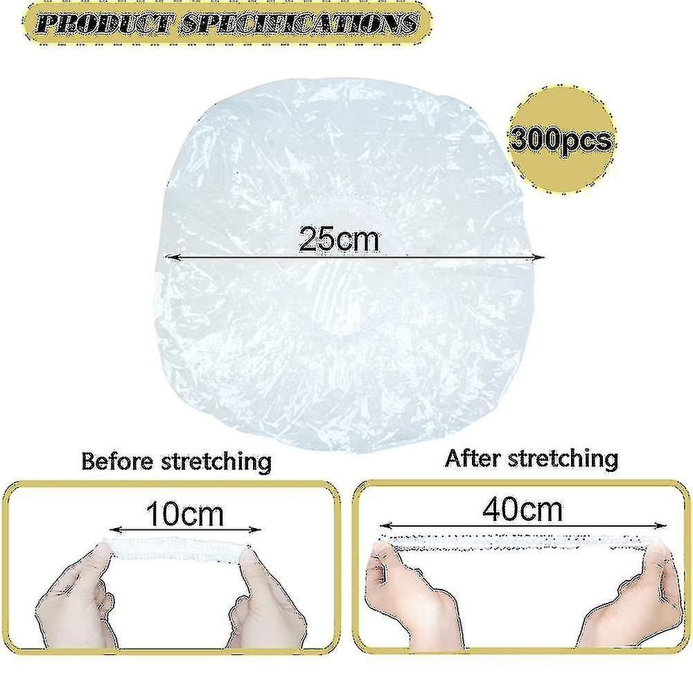 300pcs Fresh Keeping Bags， Plastic Sealing Bags Food Cover， Elastic Stretch Adjustable Bowl Lids