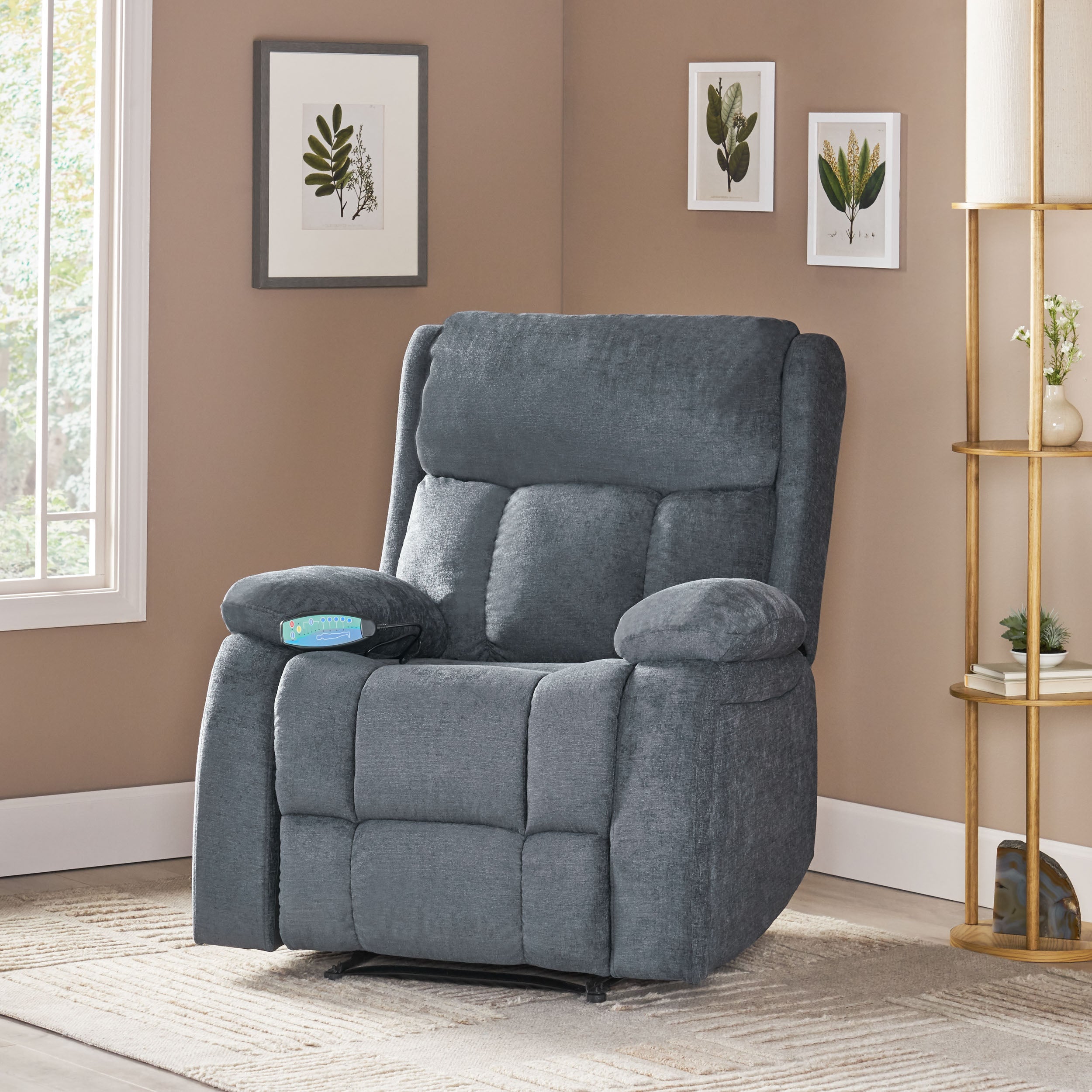 Lexie Contemporary Pillow Tufted Massage Recliner