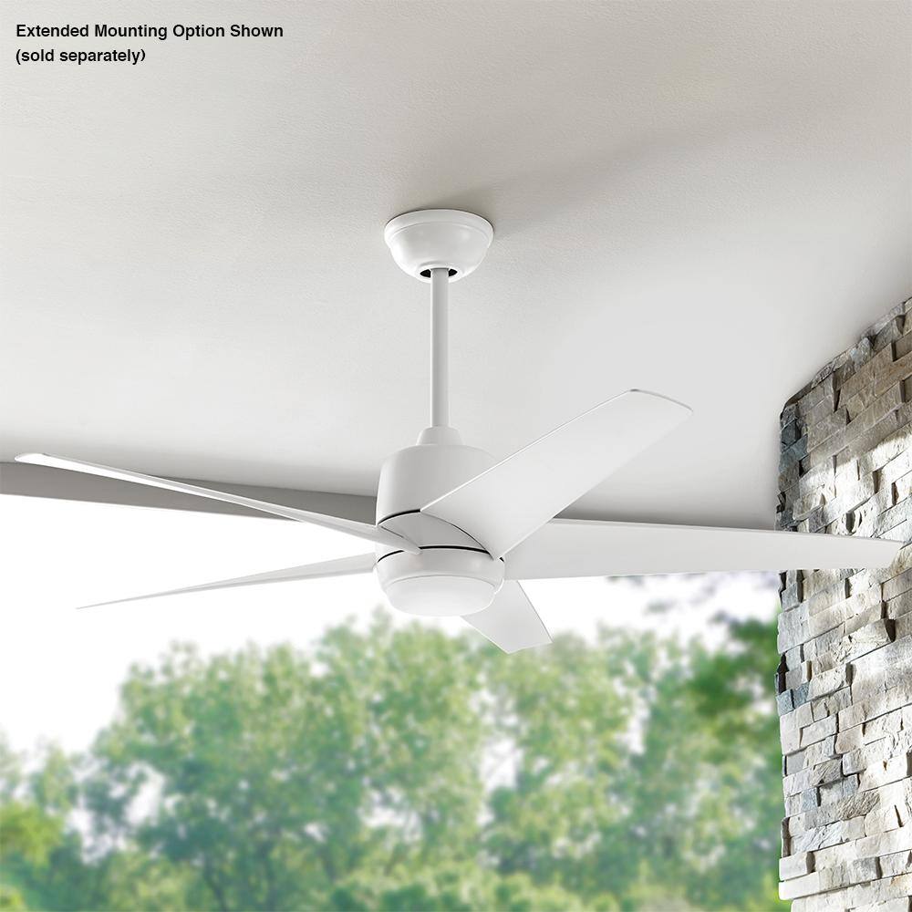 Hampton Bay Mena 54 in. White Color Changing Integrated LED IndoorOutdoor Matte White Ceiling Fan with Light Kit and Remote Control 99918