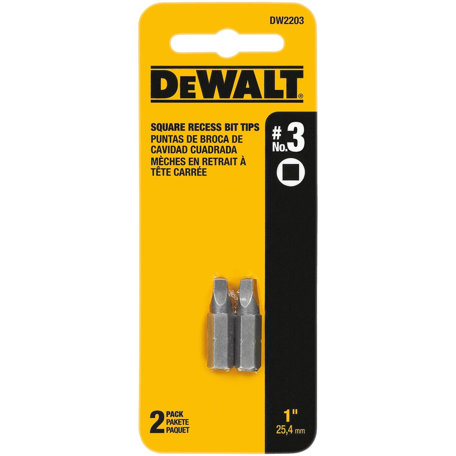 DW Square Recess #3 X 1 in. L Screwdriver Bit Heat-Treated Steel 2 pc