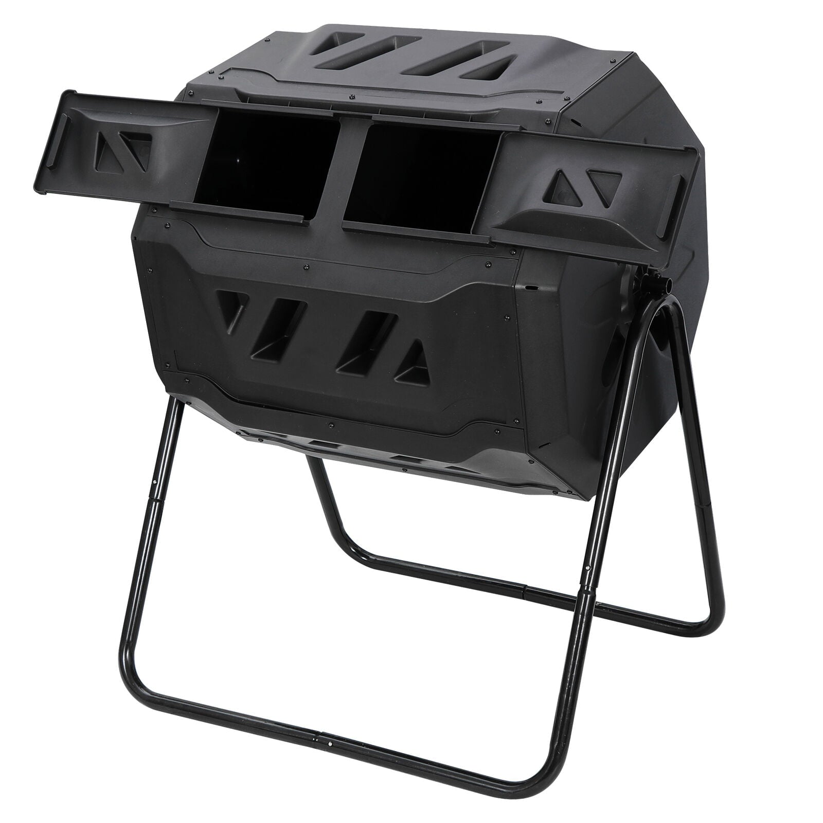 ZENSTYLE Durable Composting Tumbler Dual Rotating Garden Compost Bin 43 Gallon Black