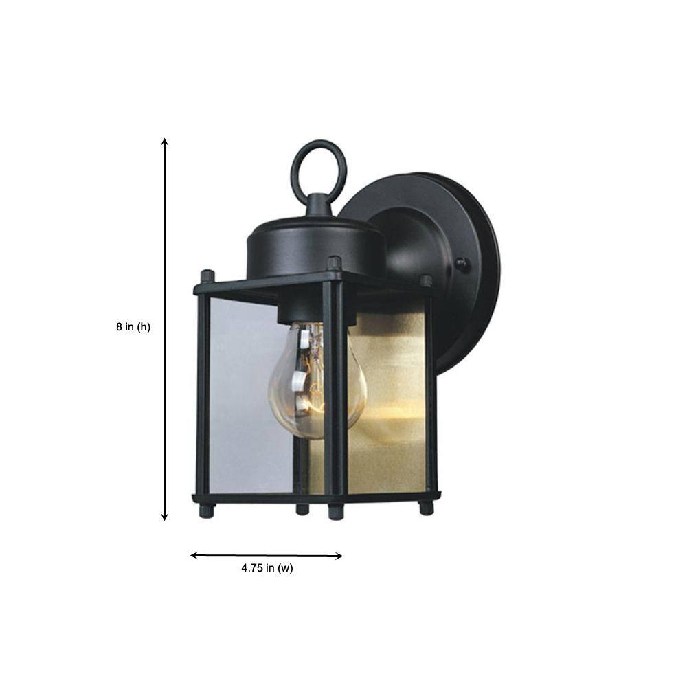 Designers Fountain Preston 8 in. Black 1-Light Outdoor Line Voltage Porch Lamp with No Bulb Included 1161-BK