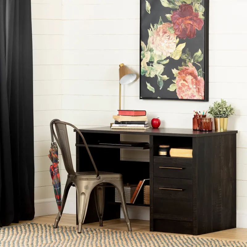 Gascony Rubbed Black Desk - South Shore