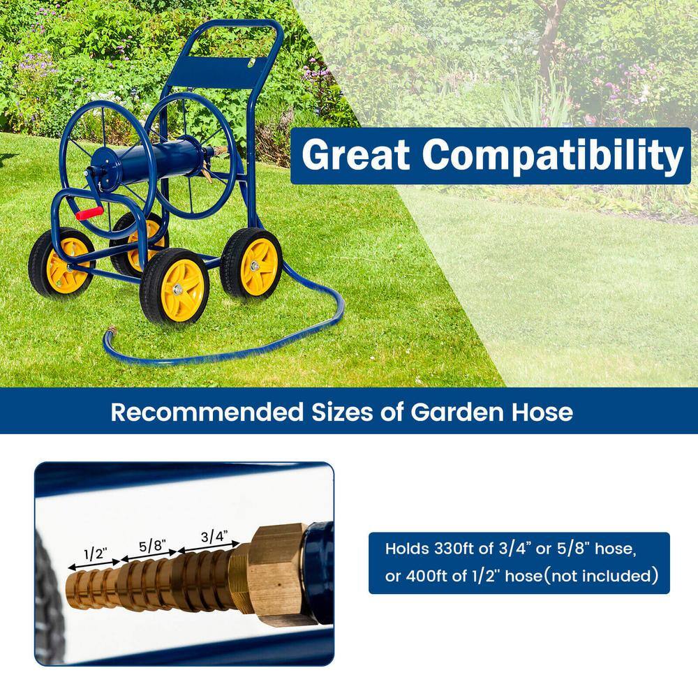 ANGELES HOME Blue Garden Hose Reel Cart Holds 330 ft. of 34 in. or 58 in. Hose 398CKGT19NY