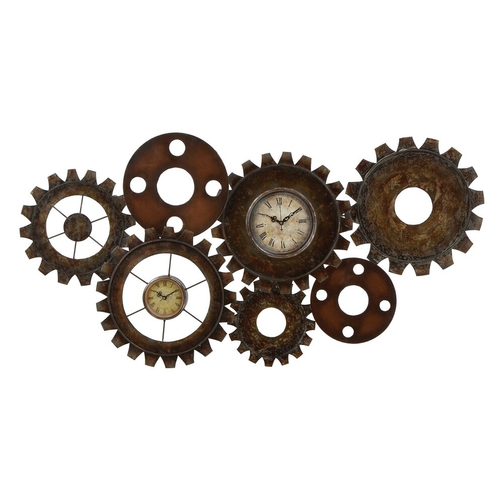 Brown Metal Gear Wall Clock