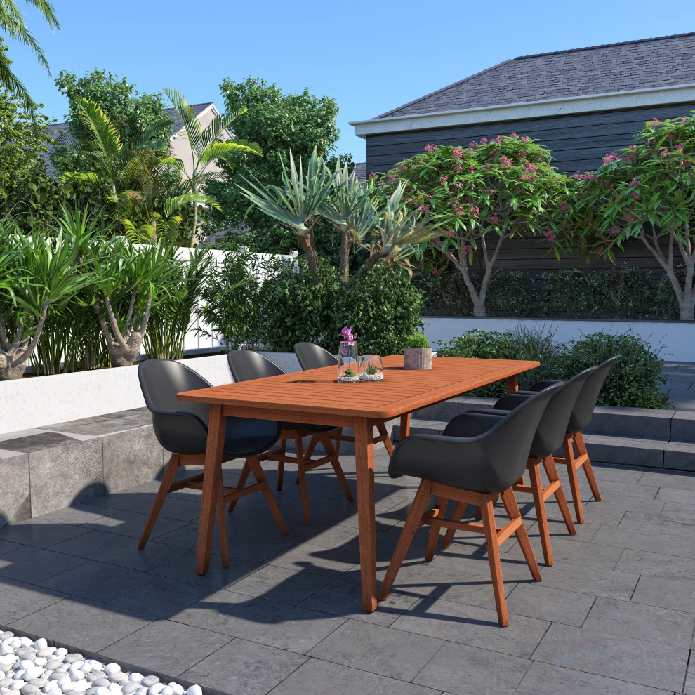 Amazonia Scotland 7 Piece Black Dining Set   Midcentury   Outdoor Dining Sets   by Amazonia  Houzz