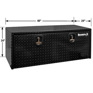 Buyers Products Company 24 in. x 24 in. x 48 in. Gloss Black Diamond Tread Aluminum Underbody Truck Tool Box 1725140