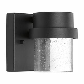 Progress Lighting Z-1060 LED Collection 1-Light Textured Black Clear Seeded Glass Modern Outdoor Wall Lantern Light P560073-031-30