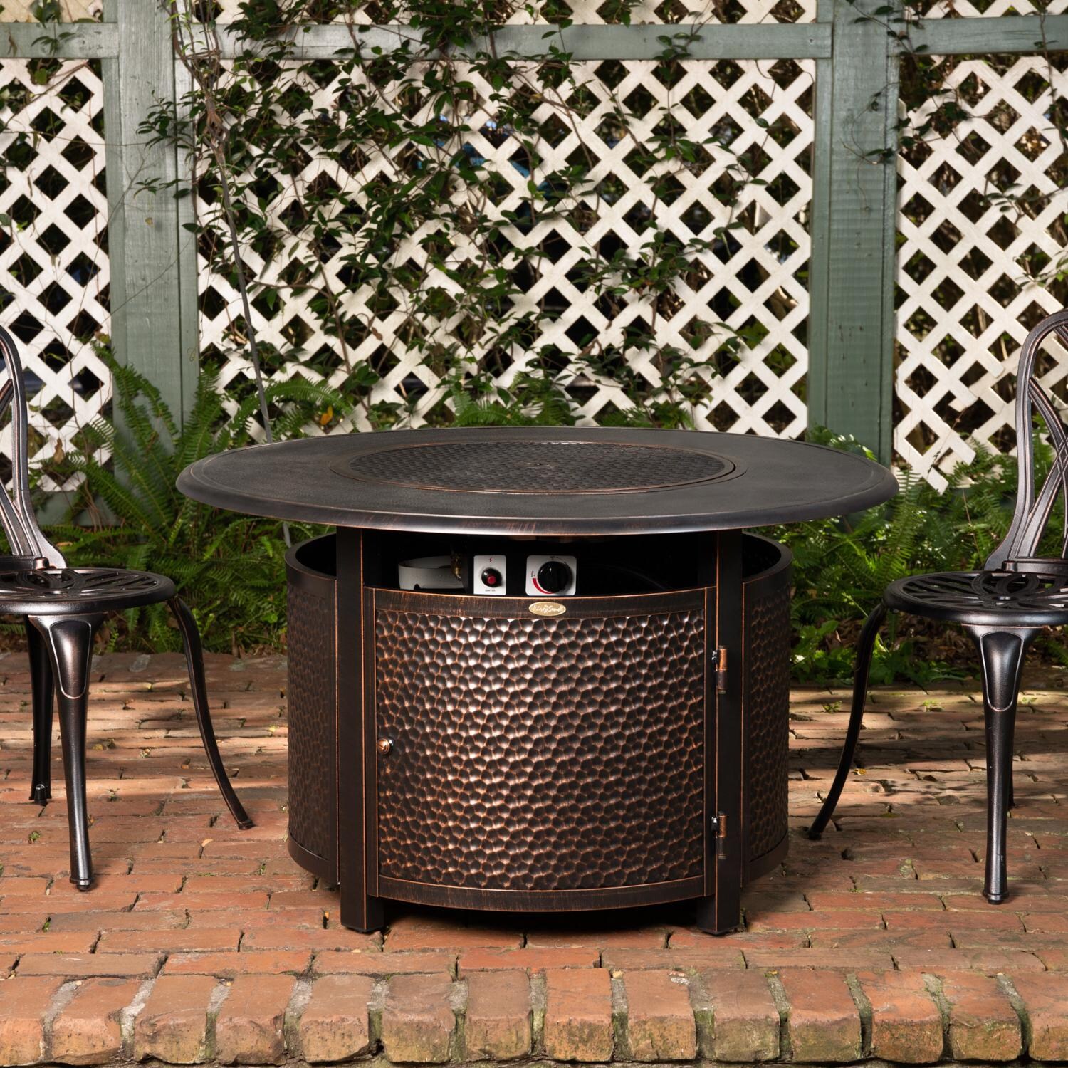 Ultimate Patio Leafview 42-Inch Round Aluminum Propane Fire Pit Table