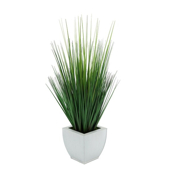 Faux PVC Grass in Tapered Zinc Planter