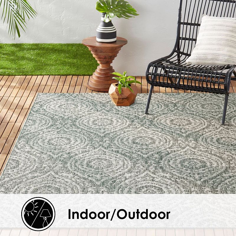 Nicole Miller New York Patio Country Zoe Moroccan Damask Indoor Outdoor Area Rug