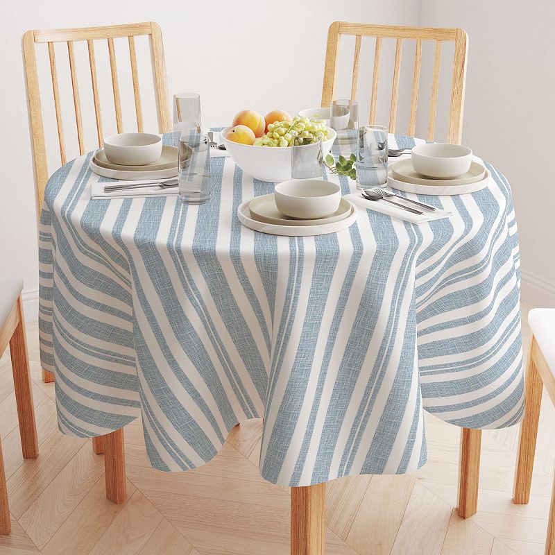 Round Tablecloth， 100% Cotton， 60 Round， Country House Stripe