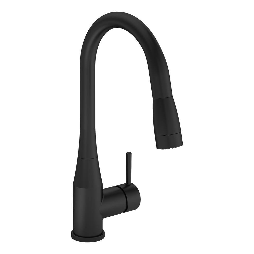 Symmons Sereno Single-Handle Pull-Down Sprayer Kitchen Faucet in Matte Black S-2302-MB-PD-1.5