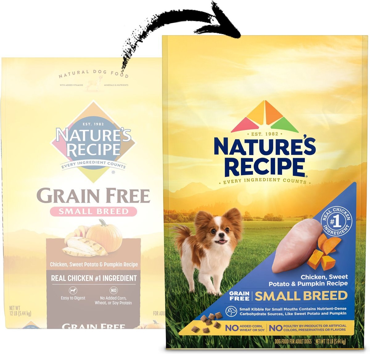 Nature's Recipe Small Breed Grain-Free Chicken， Sweet Potato and Pumpkin Recipe Dry Dog Food