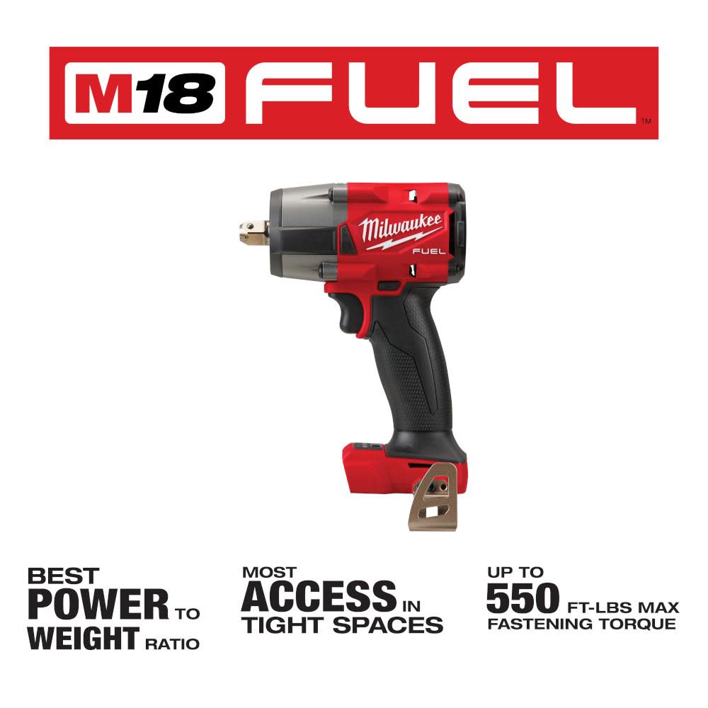 Milwaukee M18 FUEL 1/2 Mid Torque Impact Wrench Bare Tool with Pin Detent Reconditioned ;