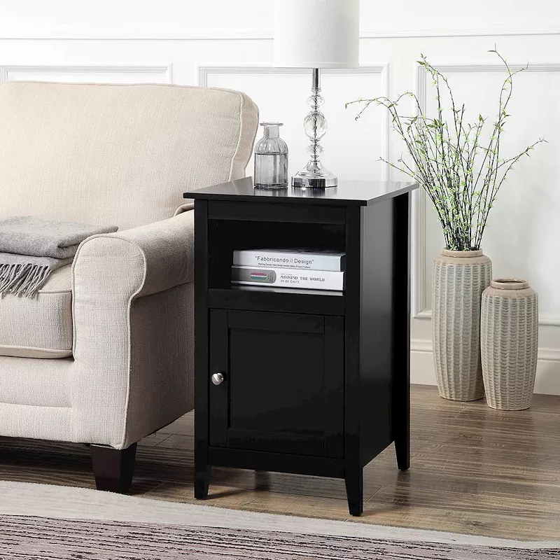 Convenience Concepts Designs2Go End Table with Storage Cabinet and Shelf