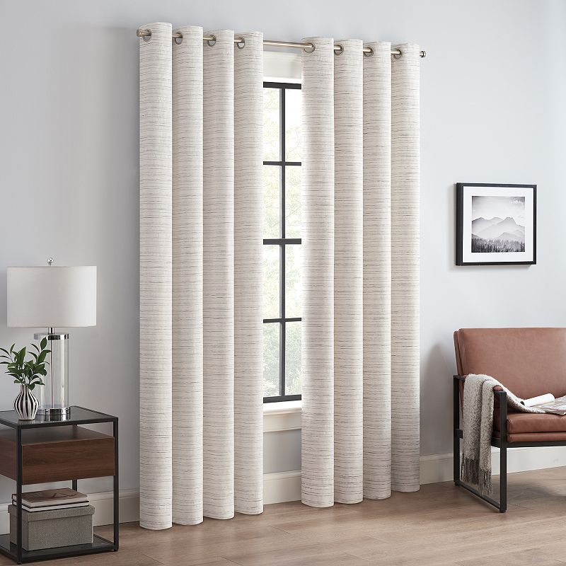 eclipse Magnitech Branson Stripe 100% Blackout Grommet Magnetic Closure Window Curtain Panel