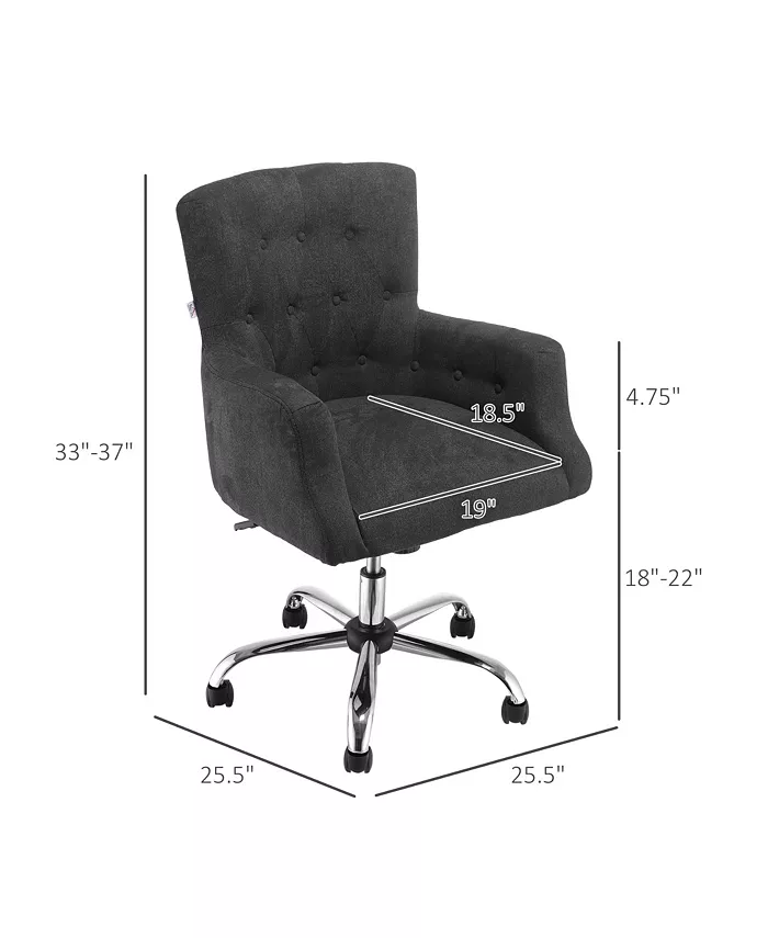 HOMCOM Swivel Computer Chair Mid Back Office Desk Chair for Home Carbon Black