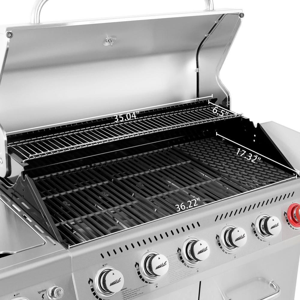 Royal Gourmet 6Burner Propane Gas Grill in Stainless Steel with Sear Burner and Side Burner