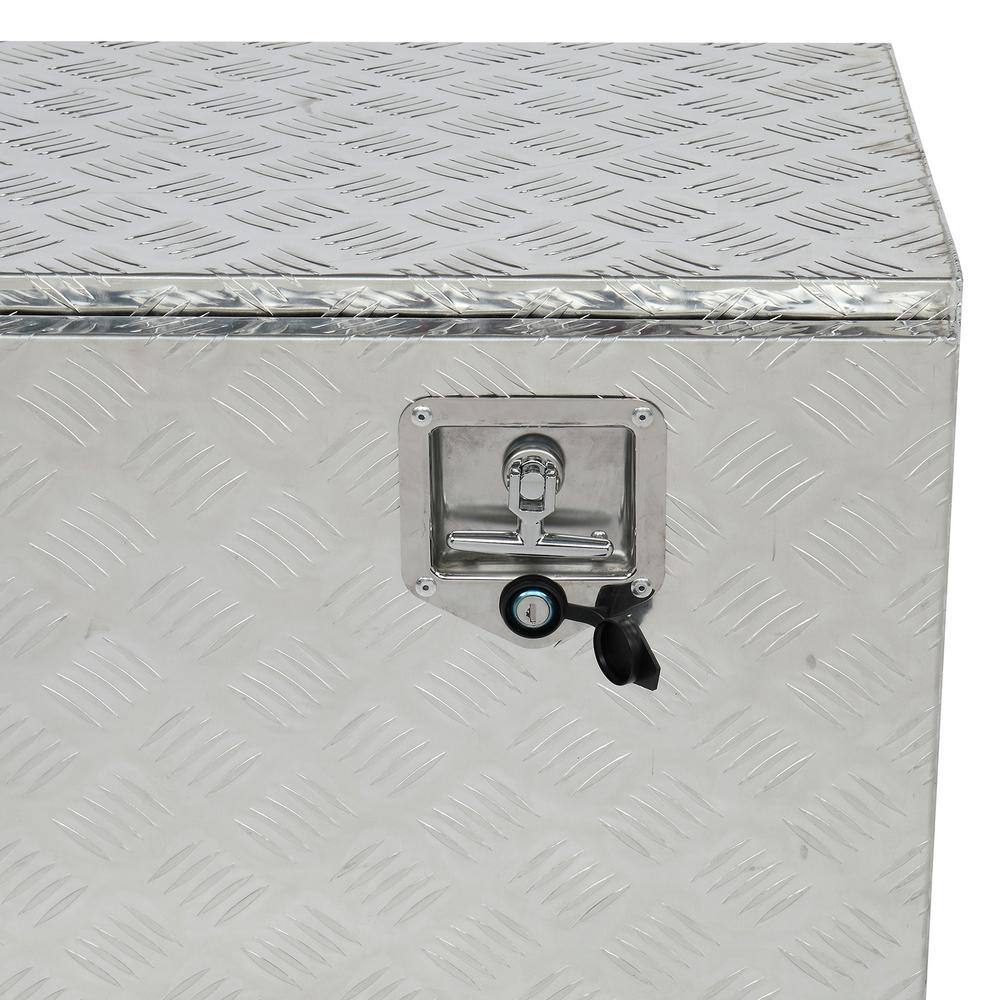 Karl home 30 in. Silver Diamond Plate Aluminum Underbody Truck Tool Box Double Lock with Key 667585648302