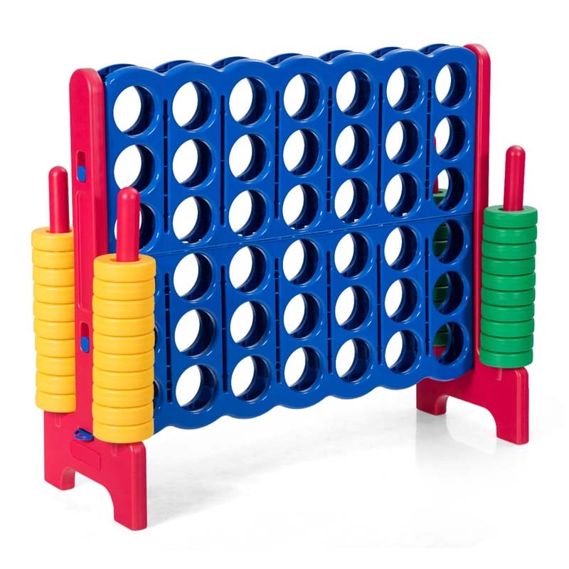 Giant 4-In-A-Row, Jumbo 4-to-Score Giant Game Set with 42 Jumbo Rings & Quick-Release Slider