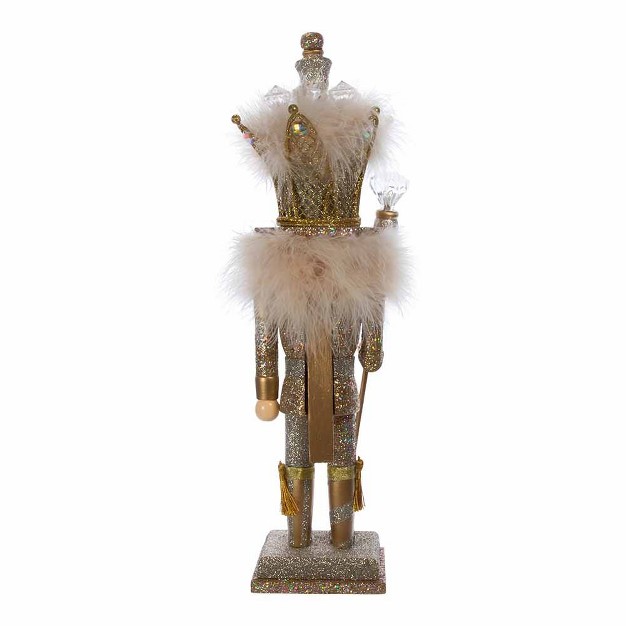 Kurt Adler 16 inch Hollywood Platinum And Gold Glitter King Nutcracker