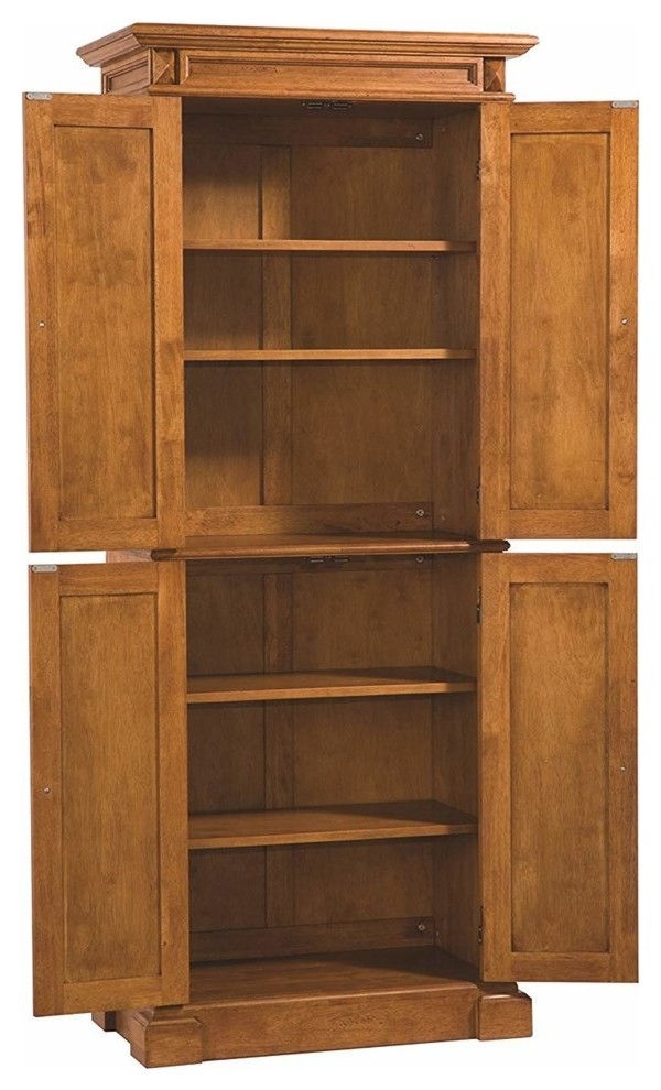 Classic Pantry Storage Cabinet  Solid Wood Frame With Diamond Carving Details   Traditional   Accent Chests And Cabinets   by Decor Love  Houzz