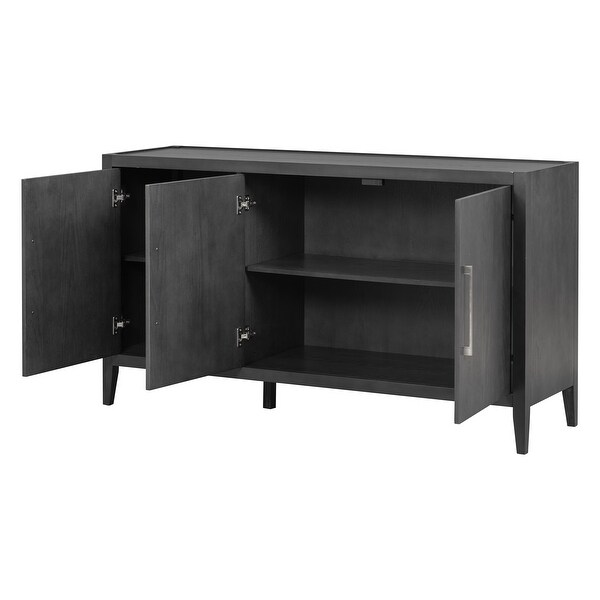 Wooden Sideboard with 3 Metal handles and 3 Doors， Adjustable Shelf