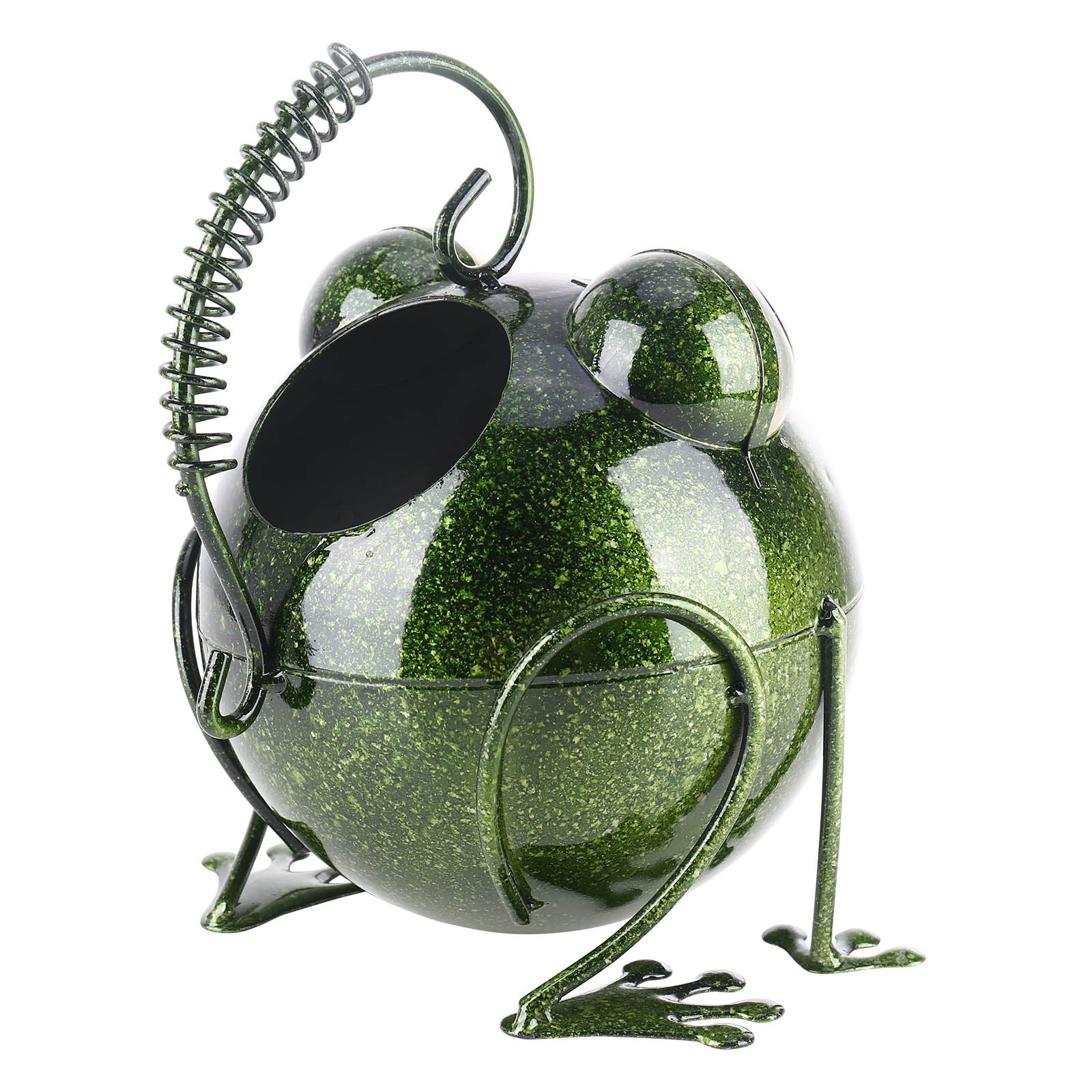 Tooarts Cartoon Frog Watering Pot Iron Animal Watering Can Garden Sprinkle Kettle Fairy Garden Decoration Children DIY Gardening Green