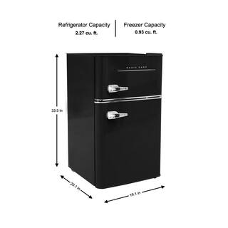 Magic Chef Retro 3.2 Cu. Ft. 2 door Mini Fridge in Black HMCR320BE